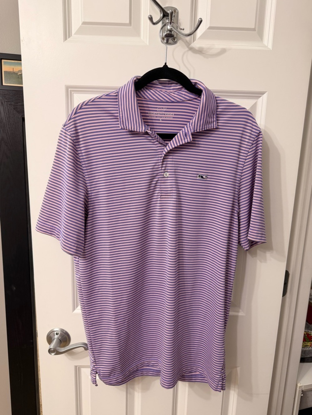 Vineyard Vines Lavender and Peach Thin-Striped Polo